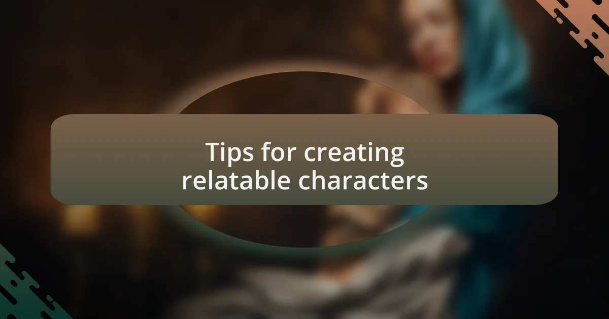 Tips for creating relatable characters